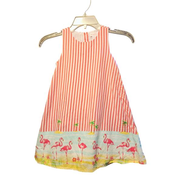 Tommy Bahama Girls' Flamingo Striped Dress - Excellent Condition - Picture 1 of 4